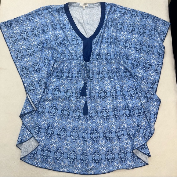 Cabana Life Women's Size Medium Blue Print Moroccan Tile Swim Cover Up - Picture 2 of 8